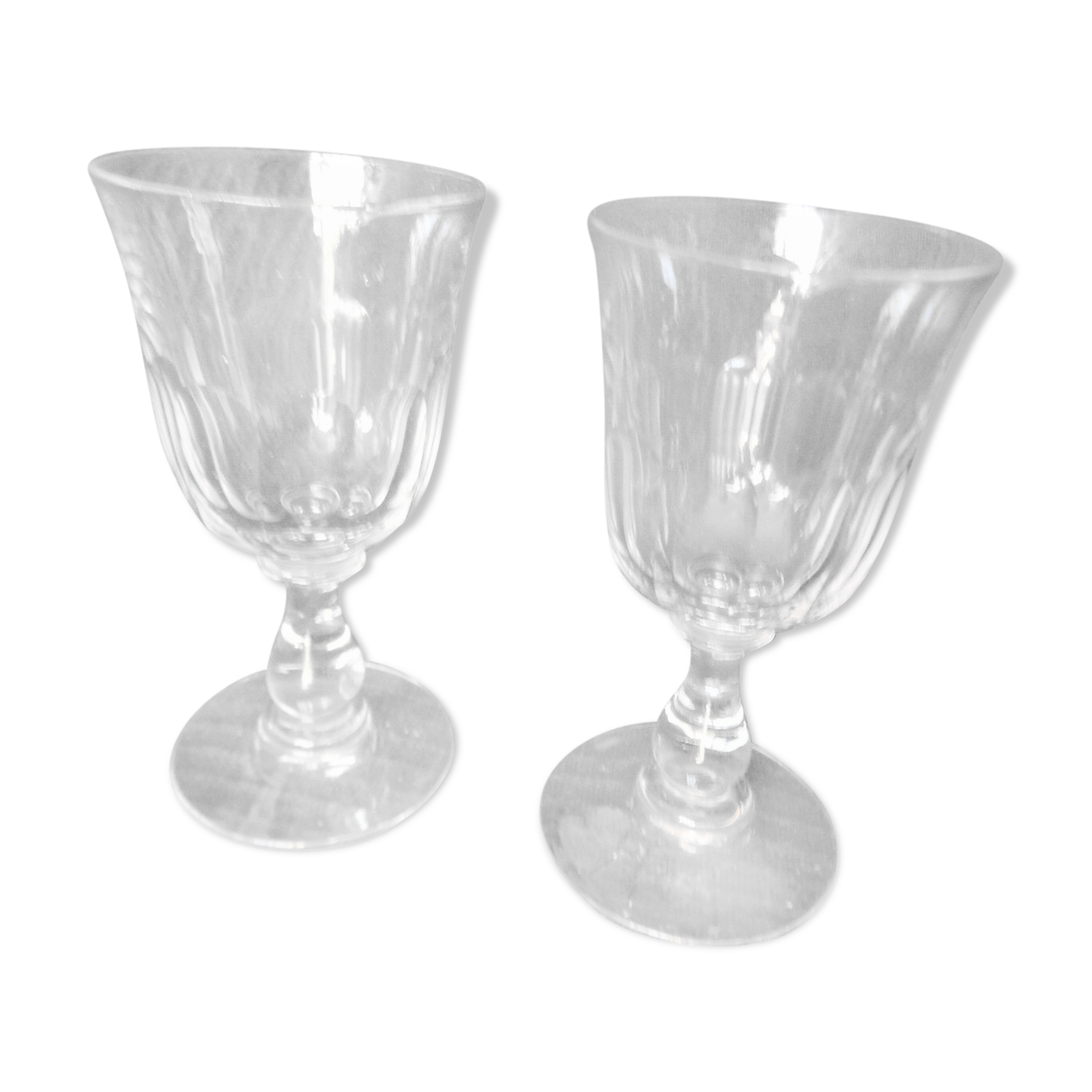 Lot de 2 verres ancien en cristal taille main
