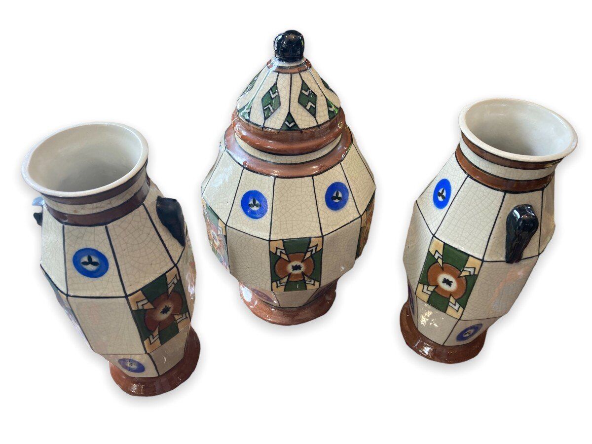 Set Of Vases Art Deco De La Faïencerie Wasmuël