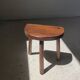 Stool in solid wood tripod seat half-moon