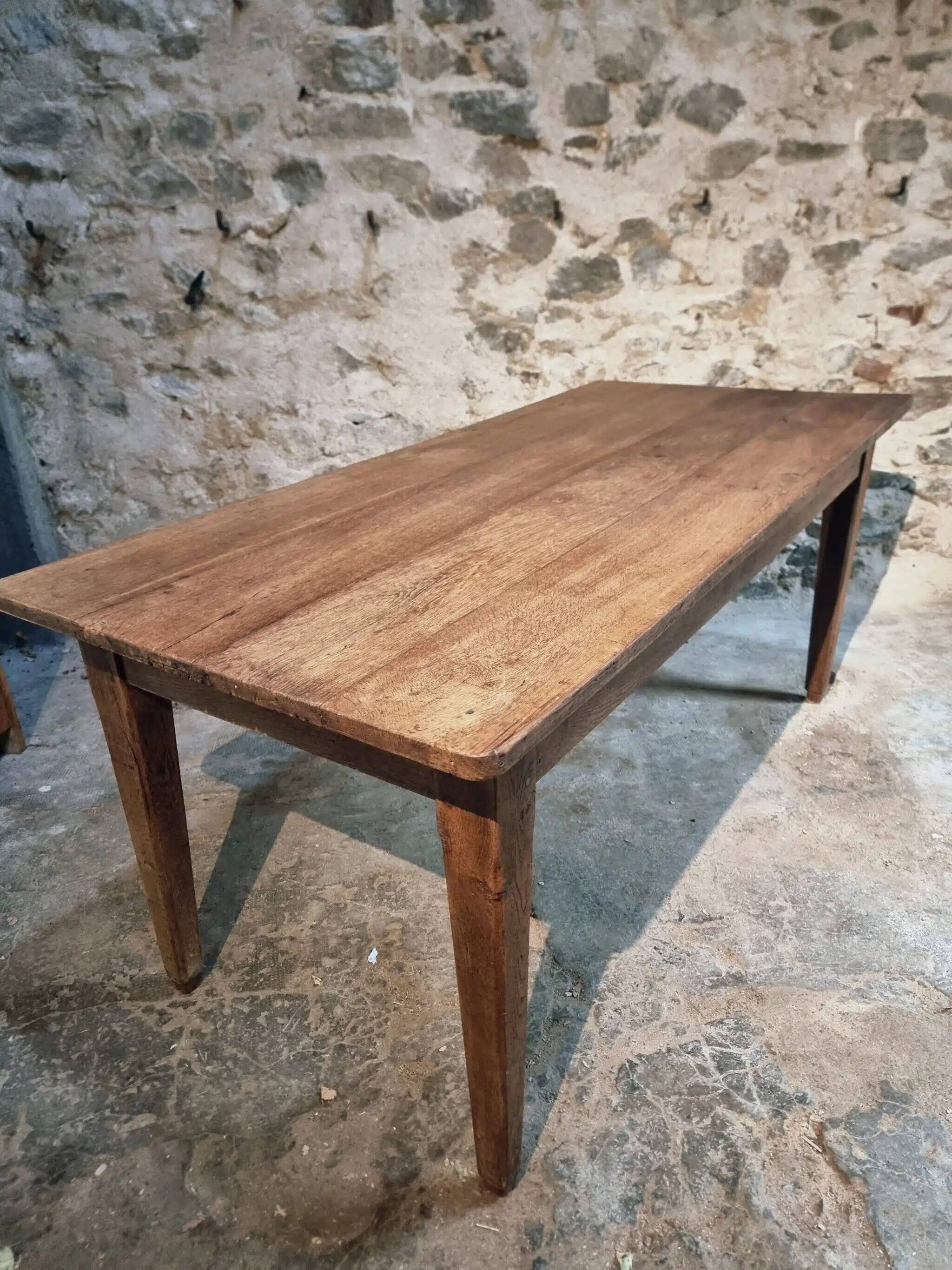 Antique French oak dining table – circa 1900 – farmhouse table with drawer