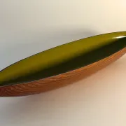 Wood-effect resin catchall tray, Italian design from the 1960s.