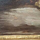 Hst painting still life basket of overturned fruit 19th - 20th century