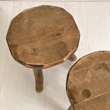 Pair of small 50's brutalist tripod stools