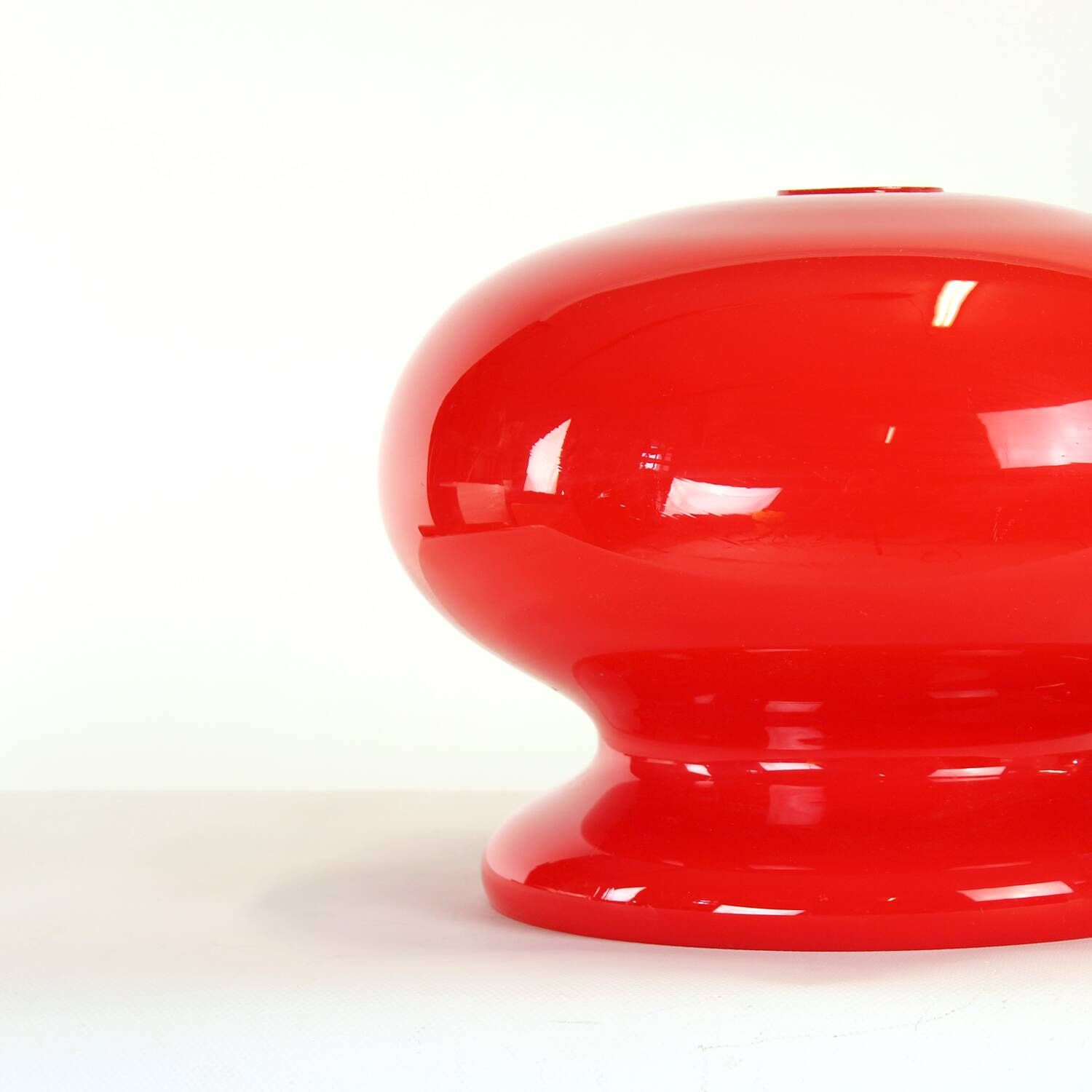 Mid-century red opaline glass ceiling light shade by OPP Jihlava, Czechoslovakia, 1960s