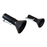 Pair of vintage adjustable wall lights, brown metal, France 1970