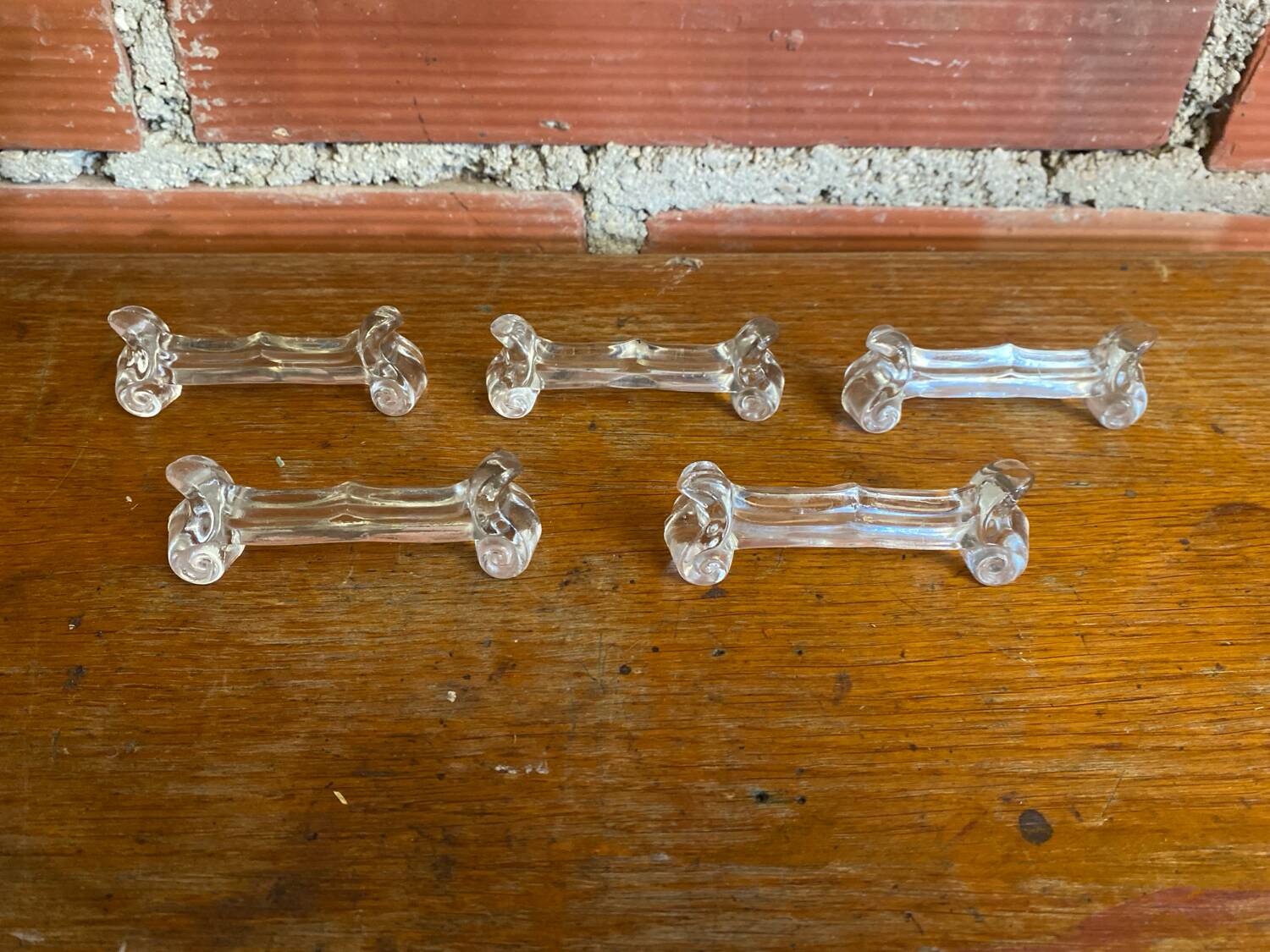 Series 5 antique knife rests portieux molded glass vintage tableware