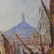 Huile sur panneau "le port de Marseille" vers 1950