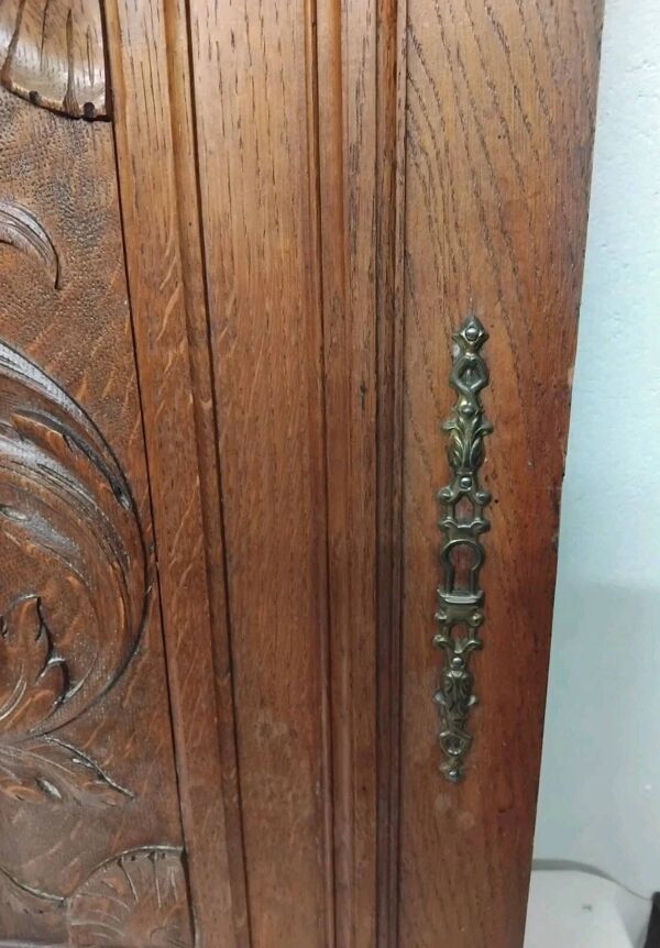 Paire d'anciennes portes en bois chêne sculpté