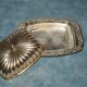 Silver metal butter dish / vintage 50s-60s
