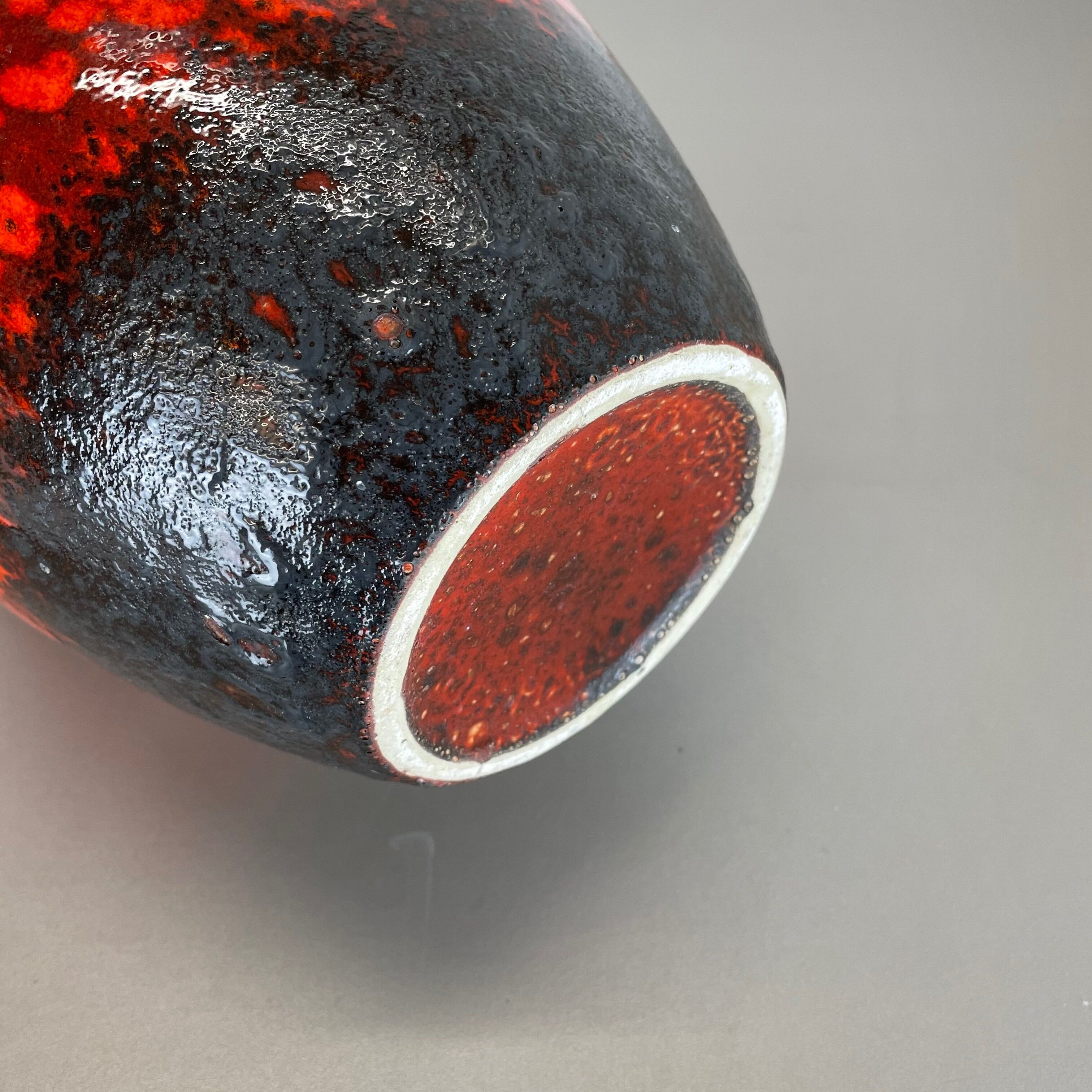 Pottery fat lava multi-color red black floor vase made by scheurich, 1970s
