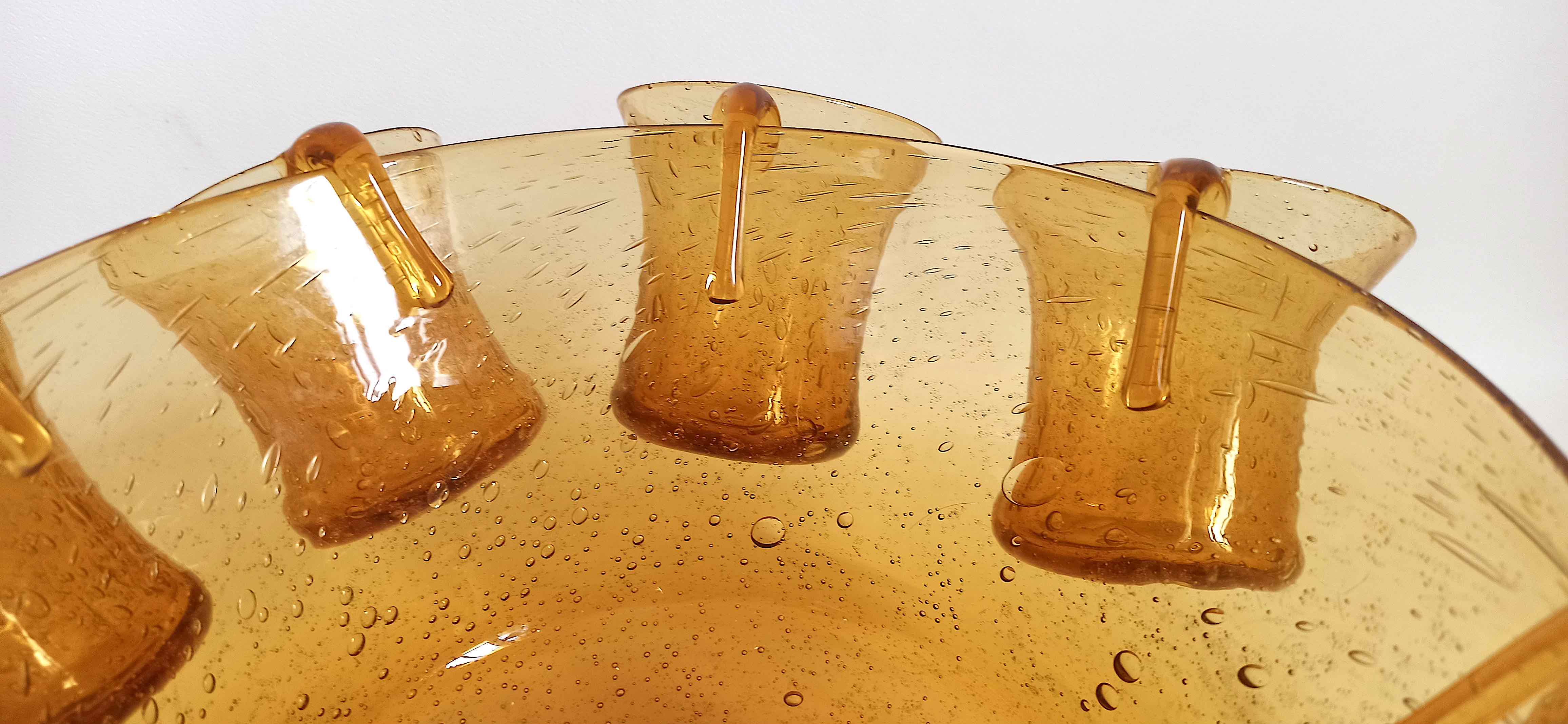 Service for punch or sangria 70s glassware Biot 8 cups