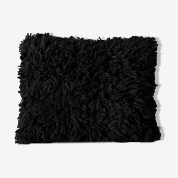 Coussin berbère noir en laine 40x50