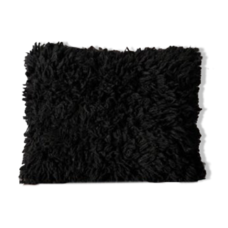 Coussin berbère noir en laine 40x50