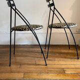 Pair of folding chairs with leopard seats, 1980