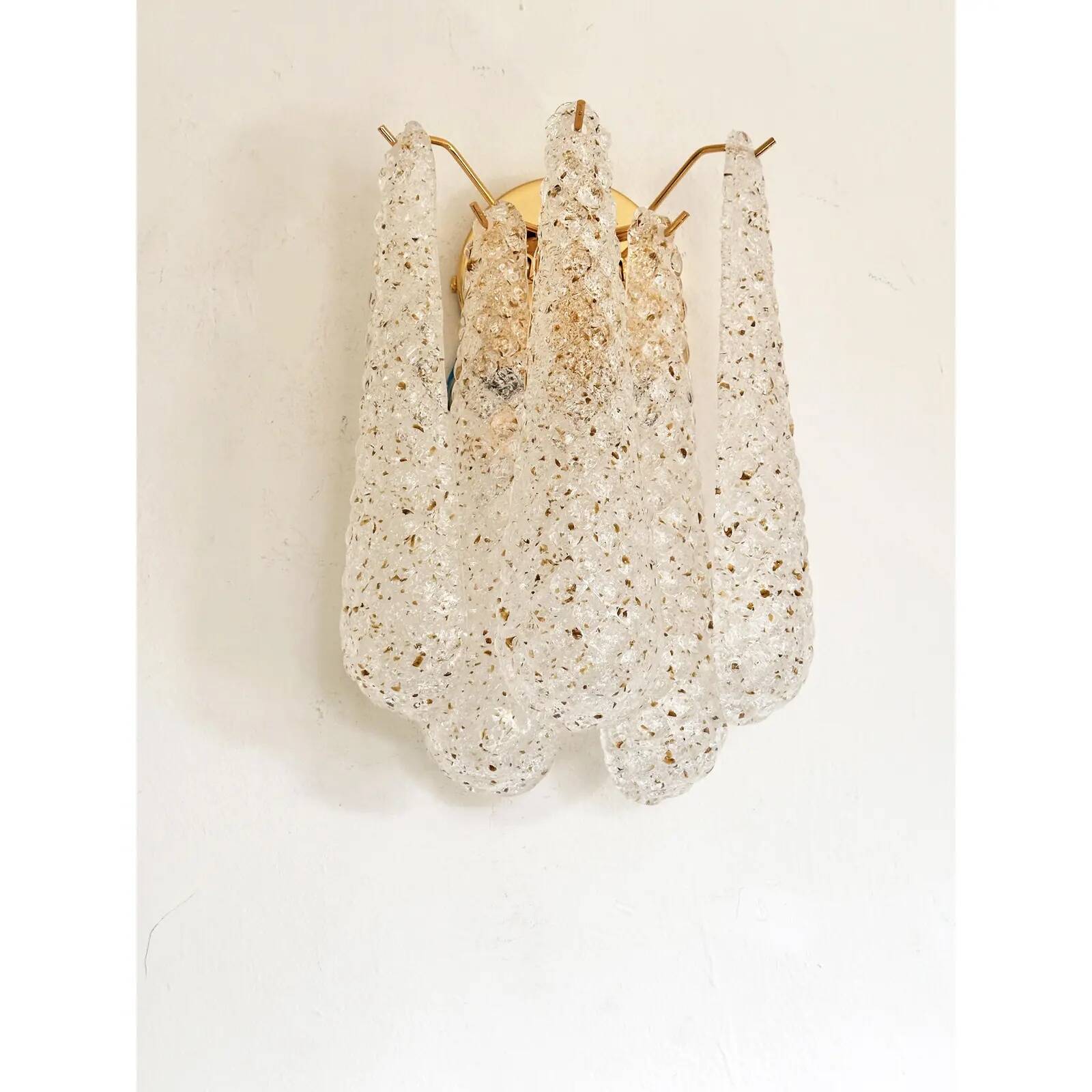 Mid-Century Modern “Conchiglie” Murano Glass Gold Wall Lights – Set of Two