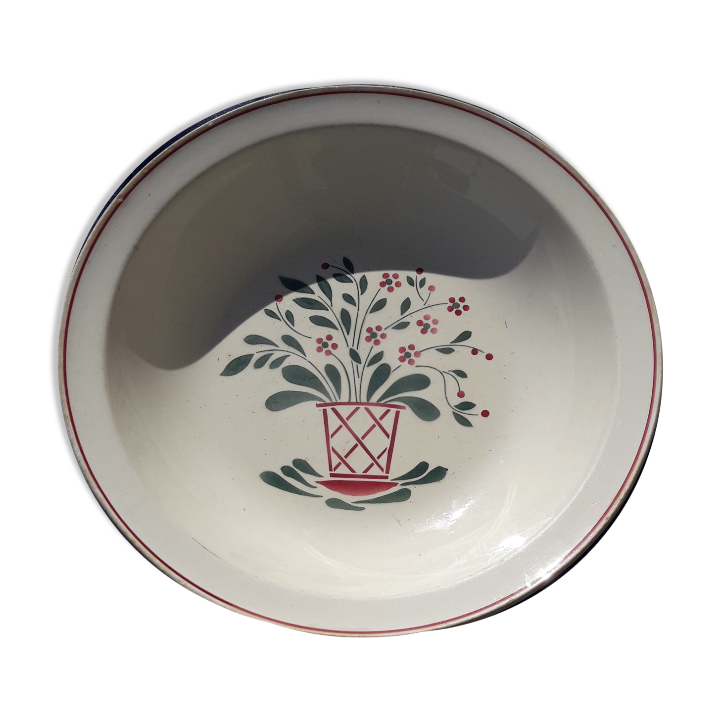 HBCM hollow earthenware flat model Sylvie vase of flowers diam 28.5 cm