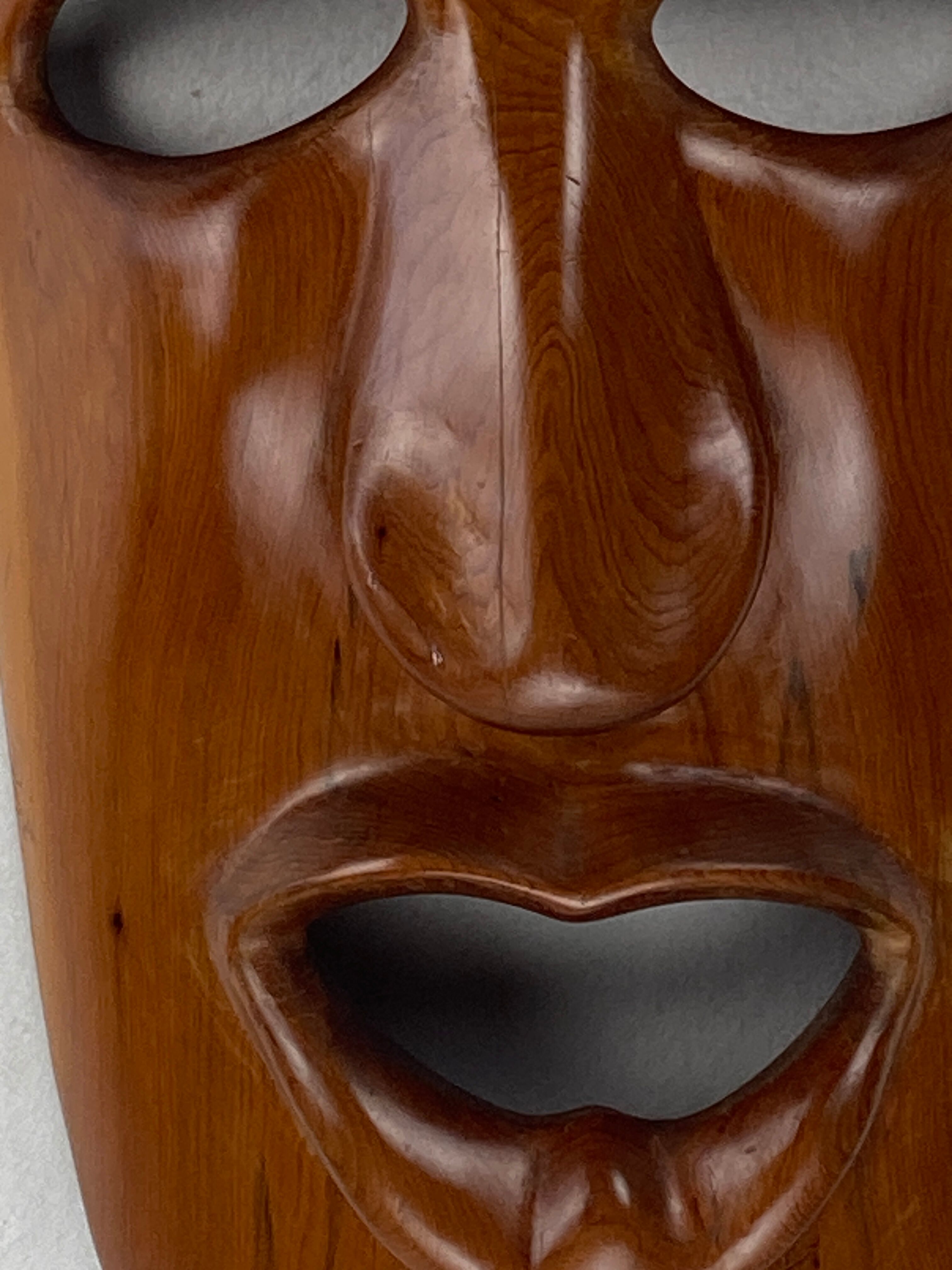 Teak midcentury, 1950s decorative mask 60cm