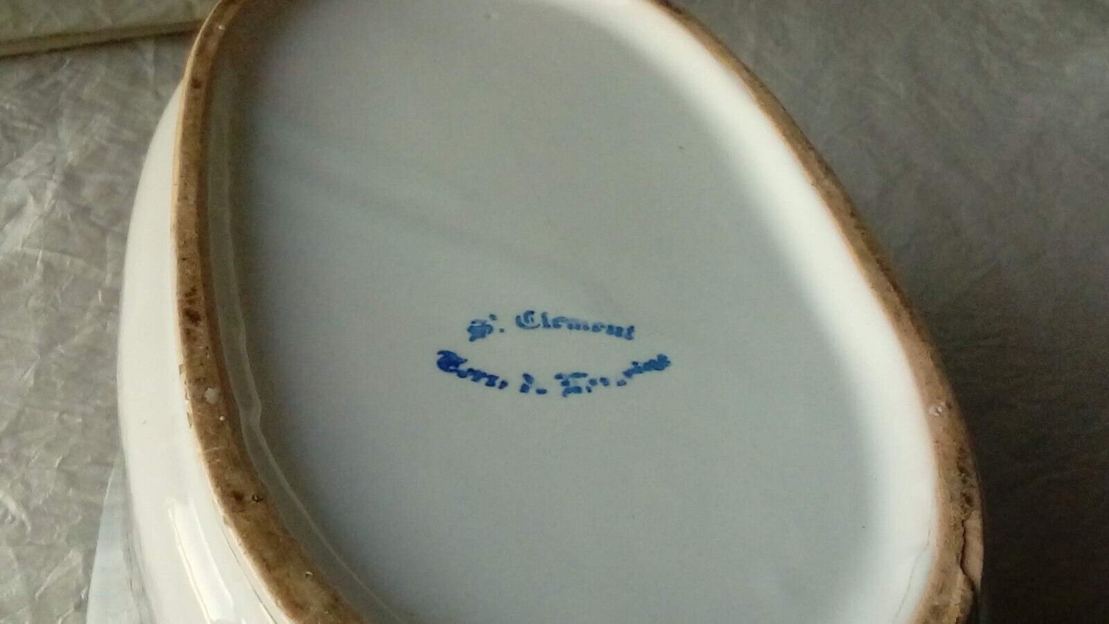 St Clement faience jardiniere with marine and swan decoration, early 20th century.
