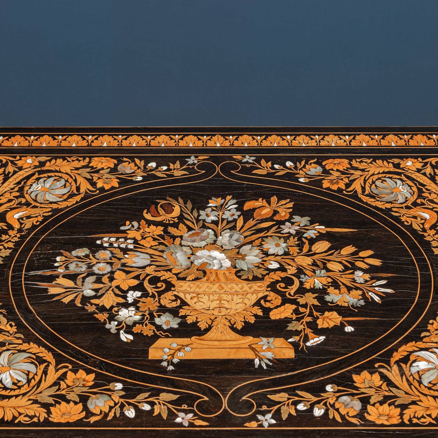 Antique table attributed to Luigi and Angiolo Falcini in chestnut wood, Italy, 19th century.