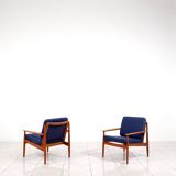 2 fauteuils lounge en teck par Arne Vodder pour Glostrup Mobelfabrik