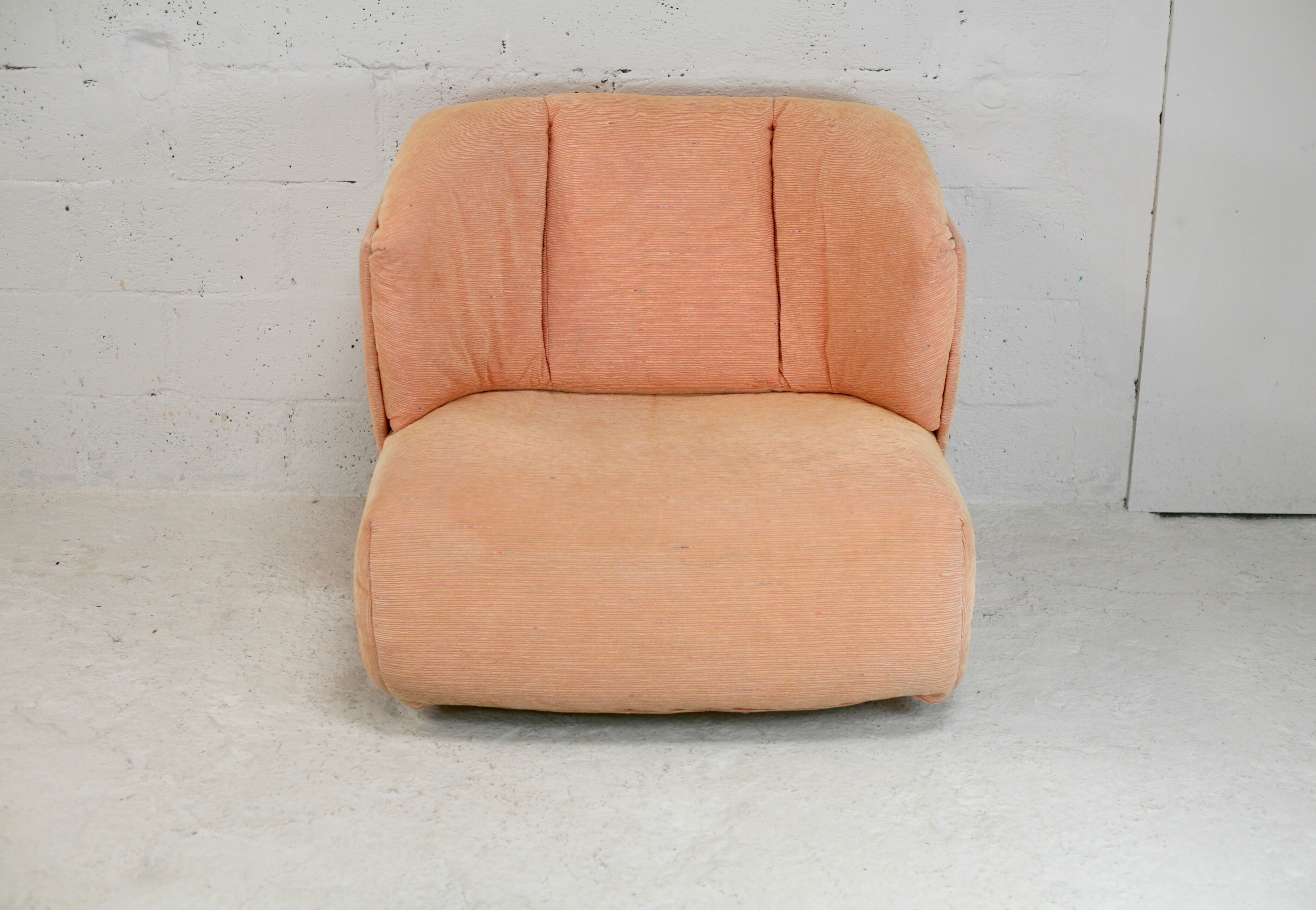 Armchair Ligne Roset, pastel orange color, France, circa 1990