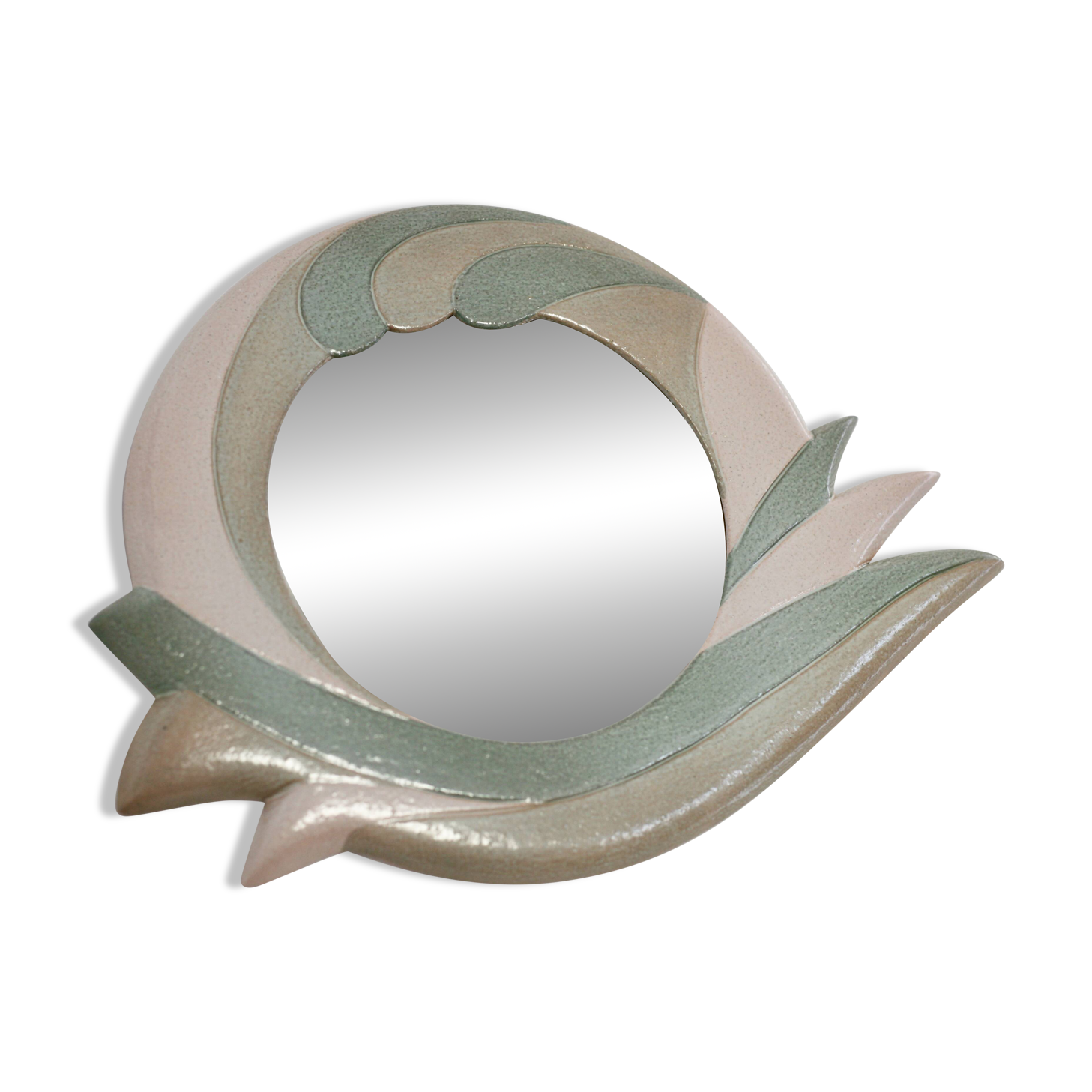 Ceramic mirror, 1970s, signed.