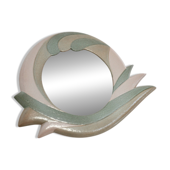 Ceramic mirror, 1970s, signed.