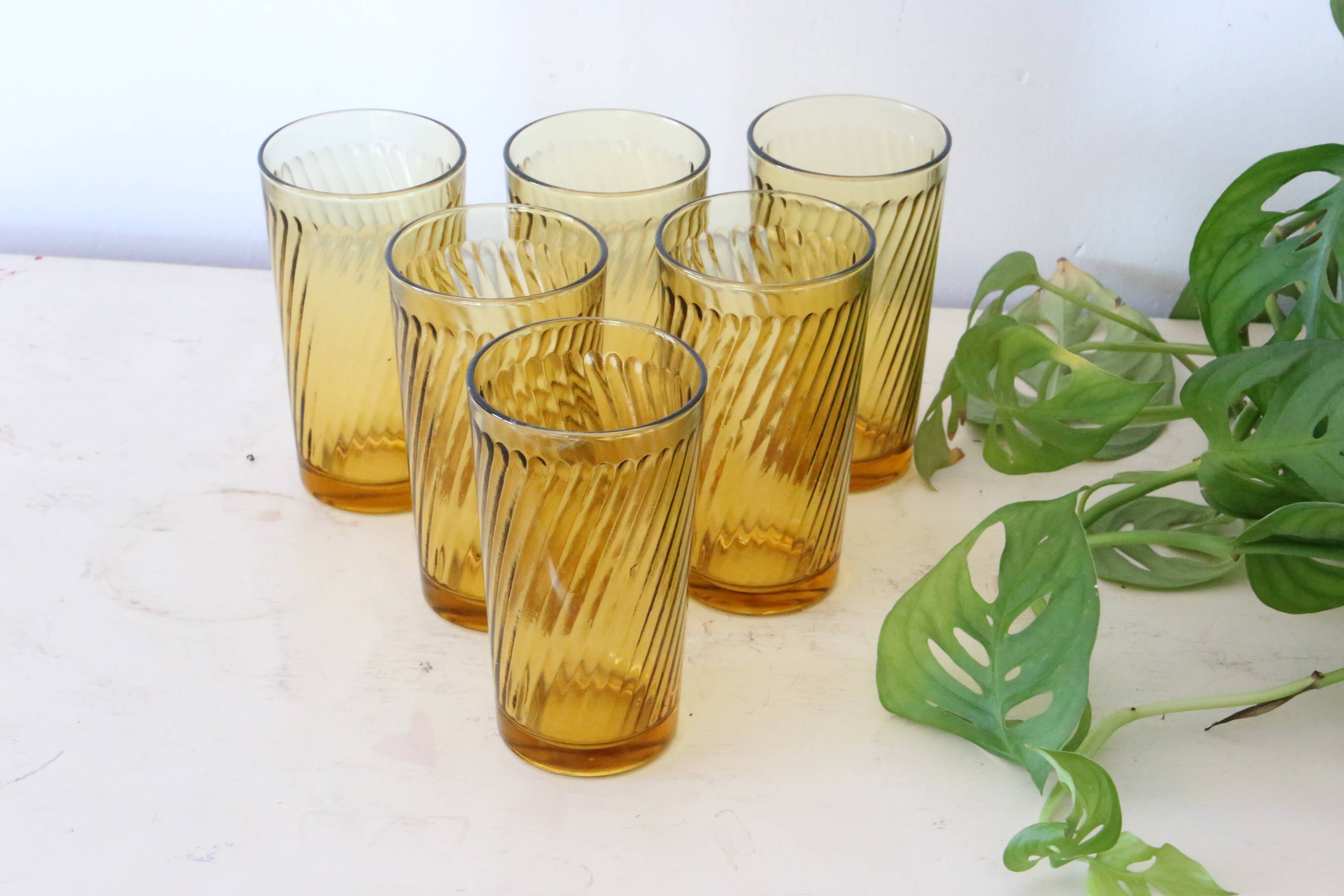 Lot de 6 verres ambrés