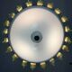 Venetian chandelier in white, black and green Murano glass sprinkled with gold, circa 1980