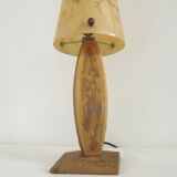 French vintage gold retro resin table lamp with marble effect cone shade.