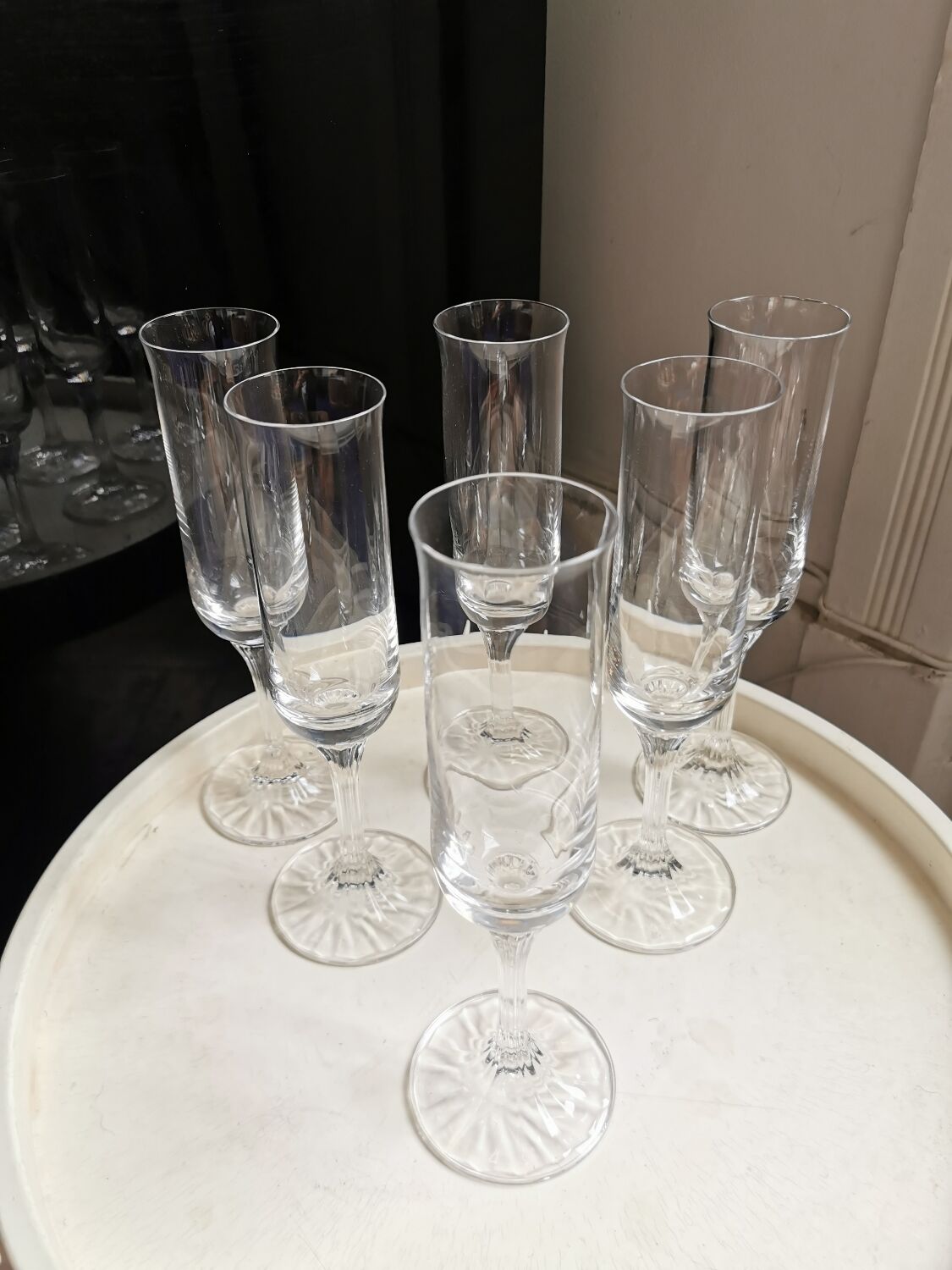 6 flûtes hautes vintage en cristal