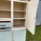 Vintage kitchen cabinet in blue Formica (sea green)