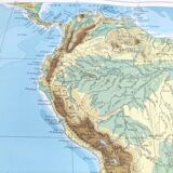 Vintage map of South America from 1950