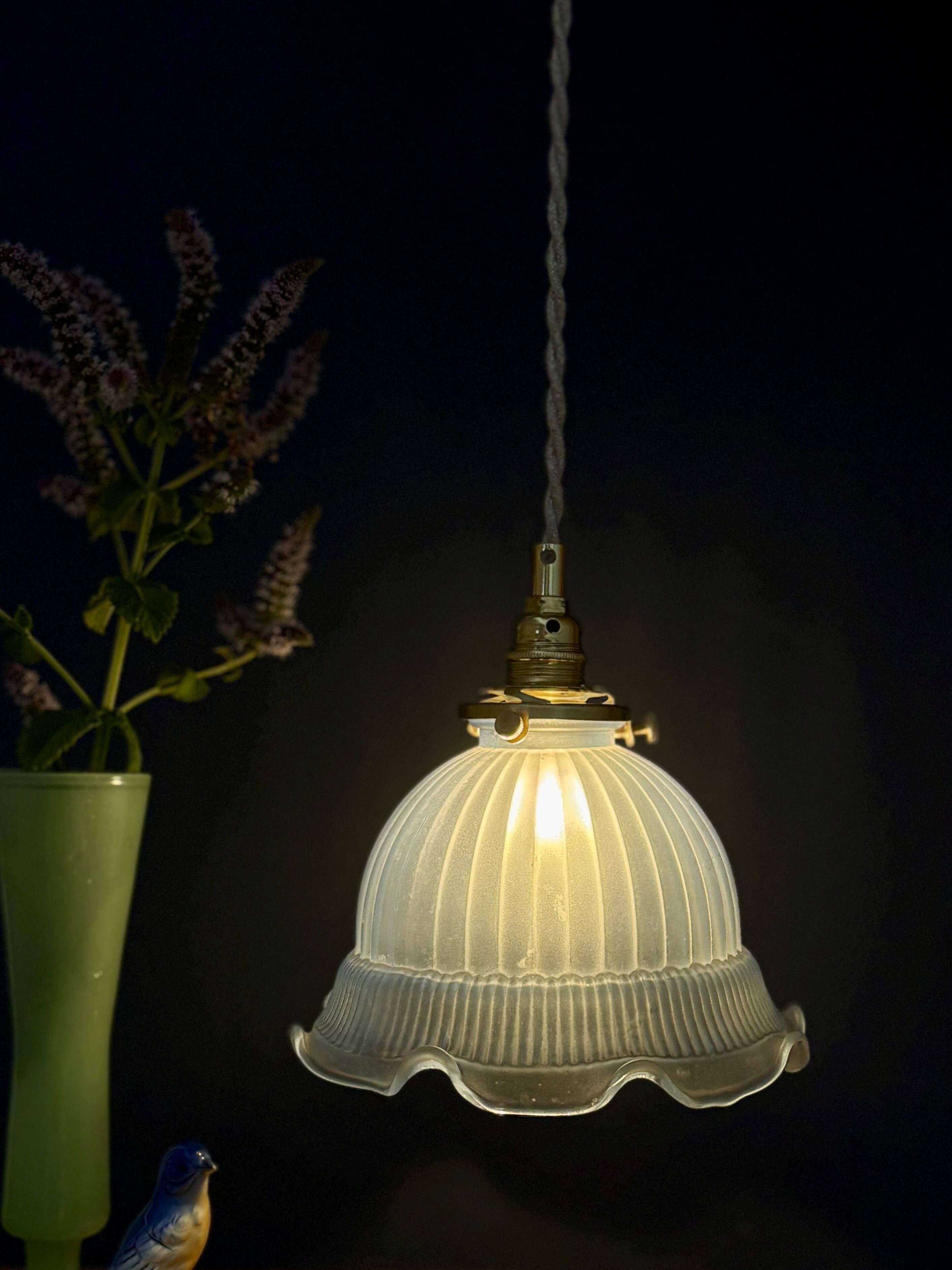 Vintage blue glass pendant light