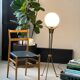 Vintage Italian Brass Floor Lamp in the style of Stilnovo, three legs, opaline