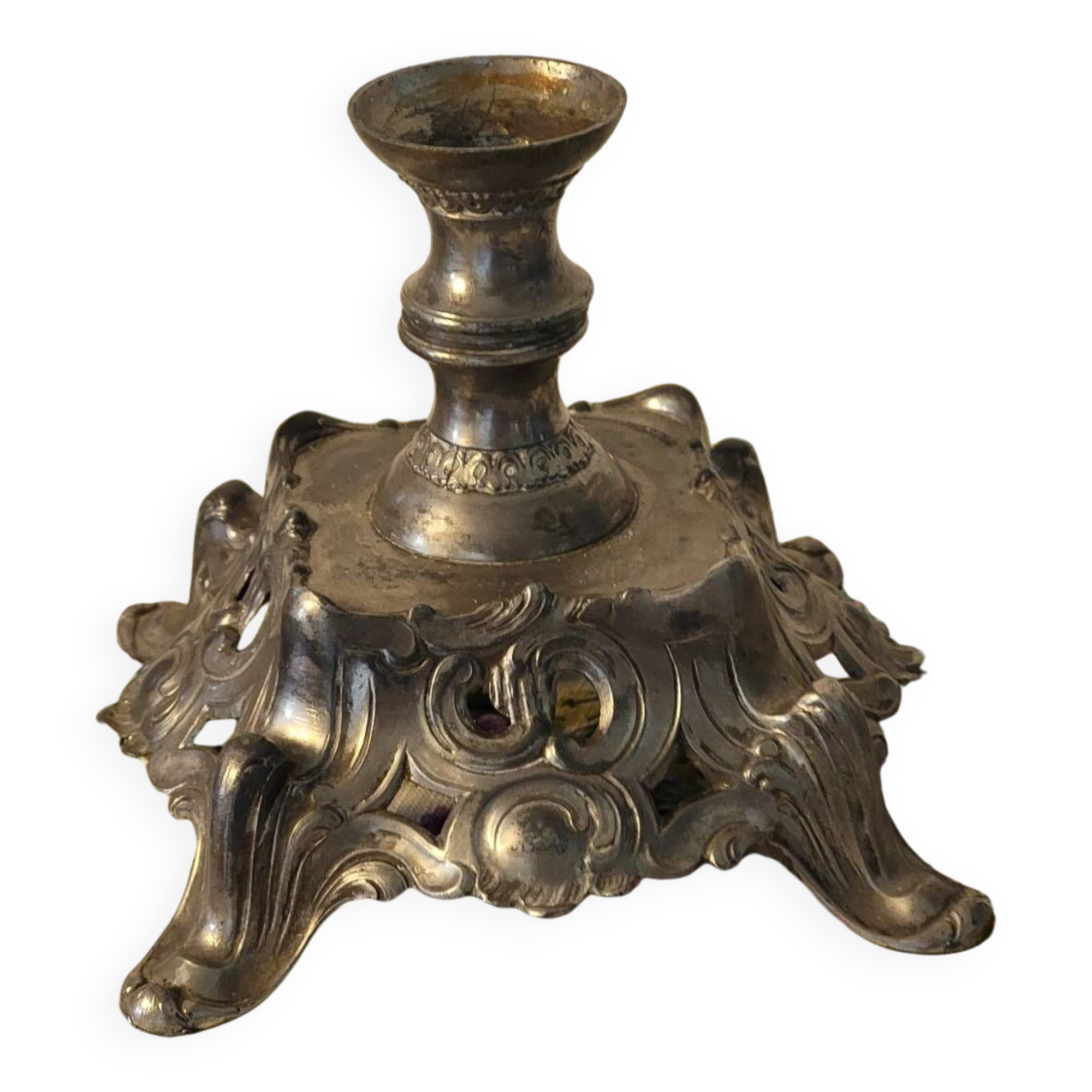 Silver metal candle holder