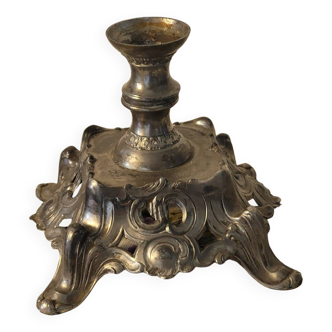 Silver metal candle holder