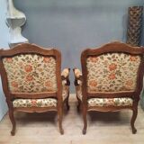 Pair of large Louis XV style armchairs