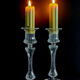 Pair of glass torch candlesticks