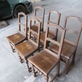 Set of 6 country chairs in solid oak
