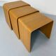 Set of 3 nesting coffee tables in thermoformed wood, 80s design