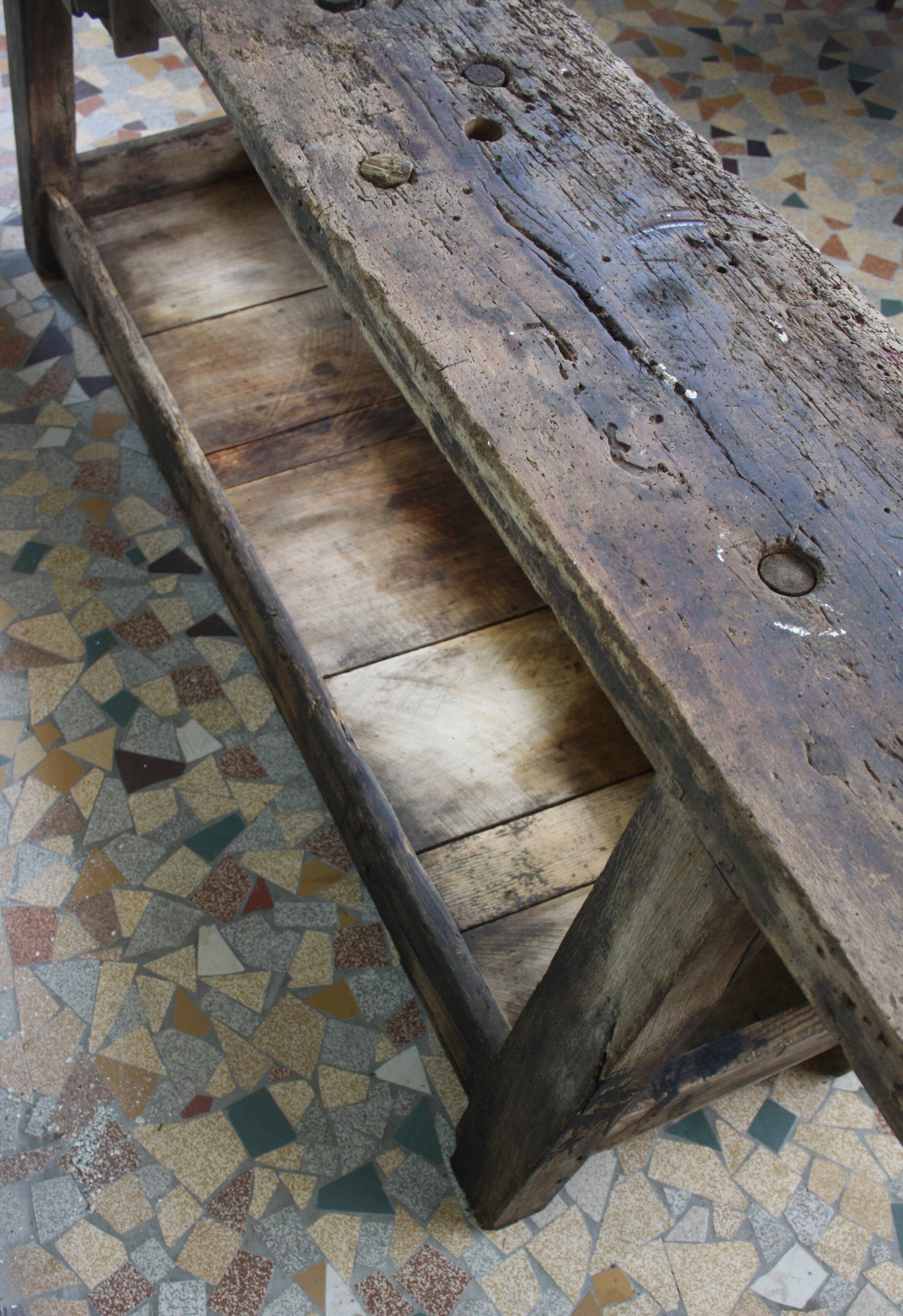 Ancient wooden workbench