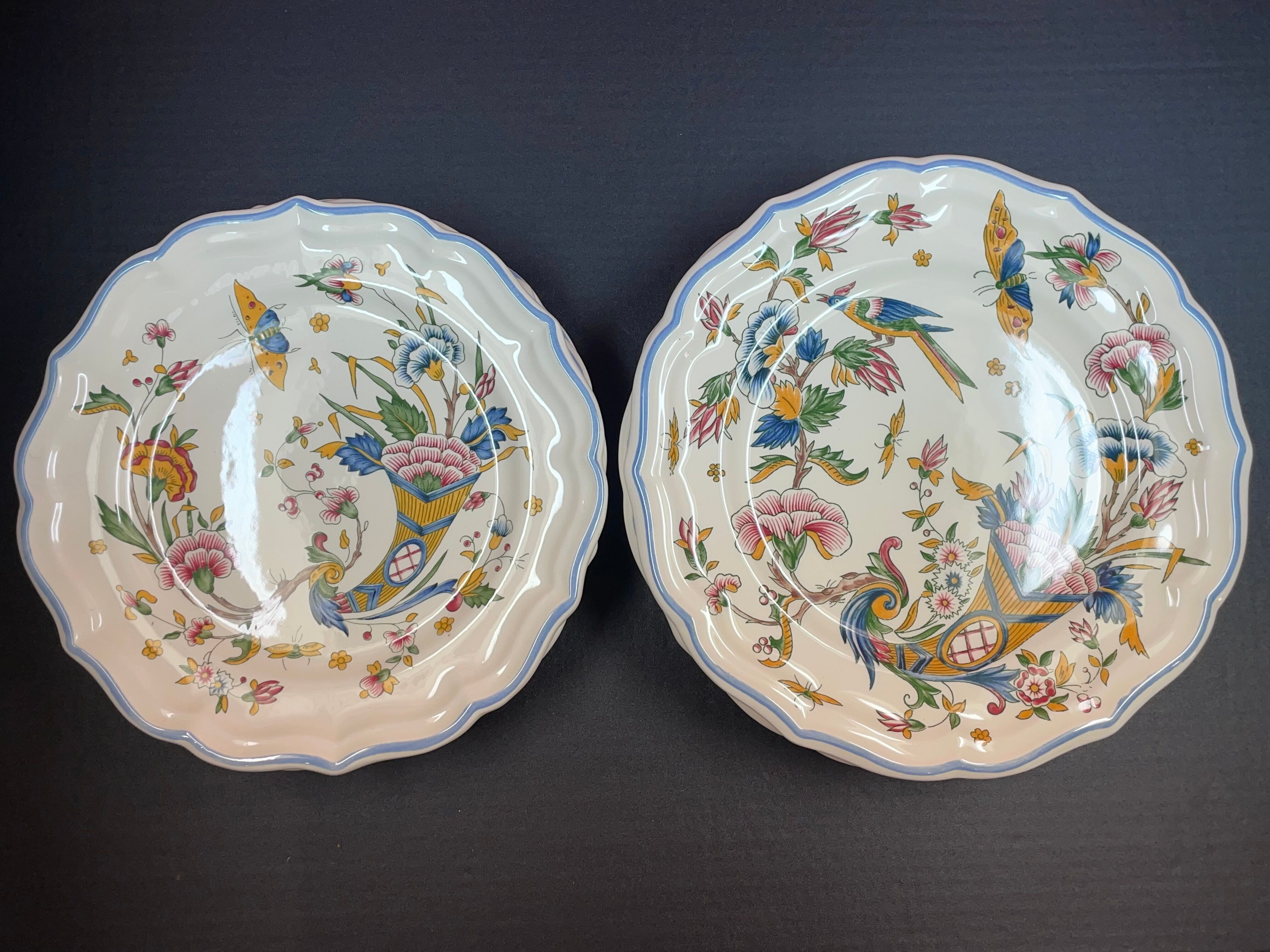 Lot 8 plate Gien cornucopia 23 and 25 cm