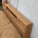 Vintage TV cabinet in raw wood with sliding doors