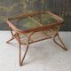 Rattan and glass coffee table