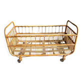 Vintage rattan and wicker children's bed