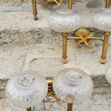 Set of 5 glass and brass sconces from the 70s