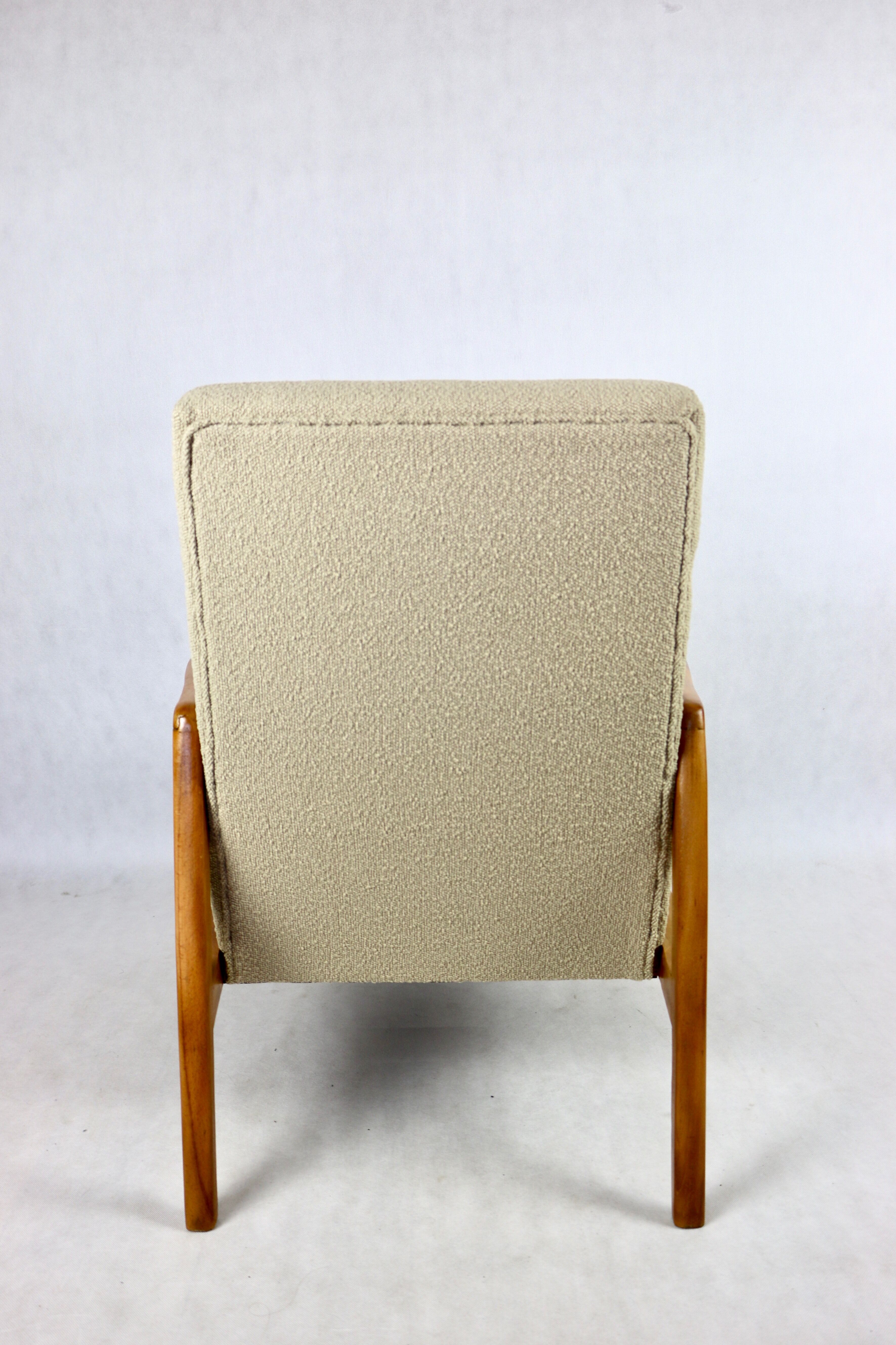 Set of vintage beige boucle sofa and armchair, 1970s