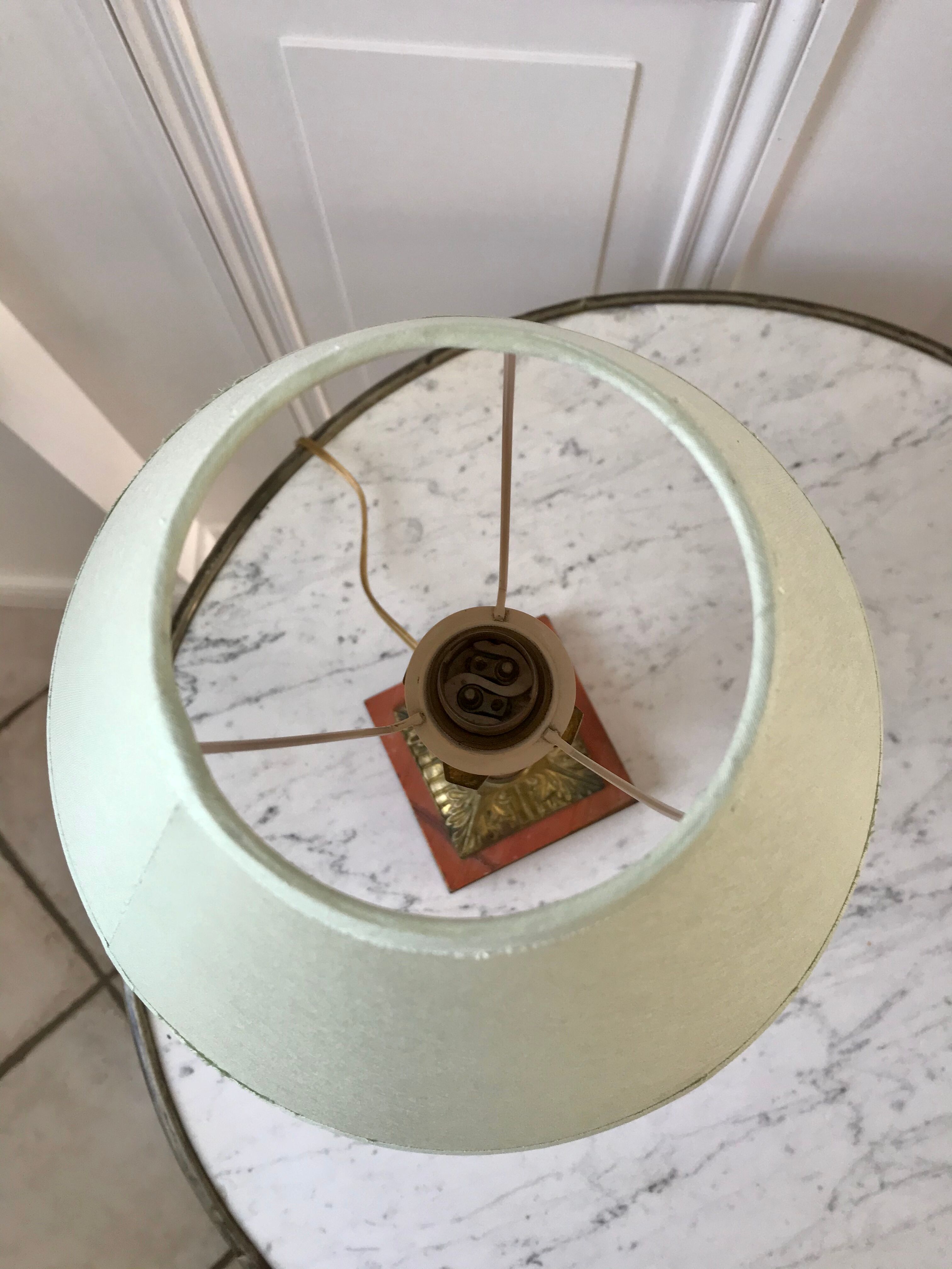 Pink lamp in marble and bronze years 30-40