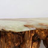 20th century wood-carved Louis XV style console with marble top, France ca. 1970